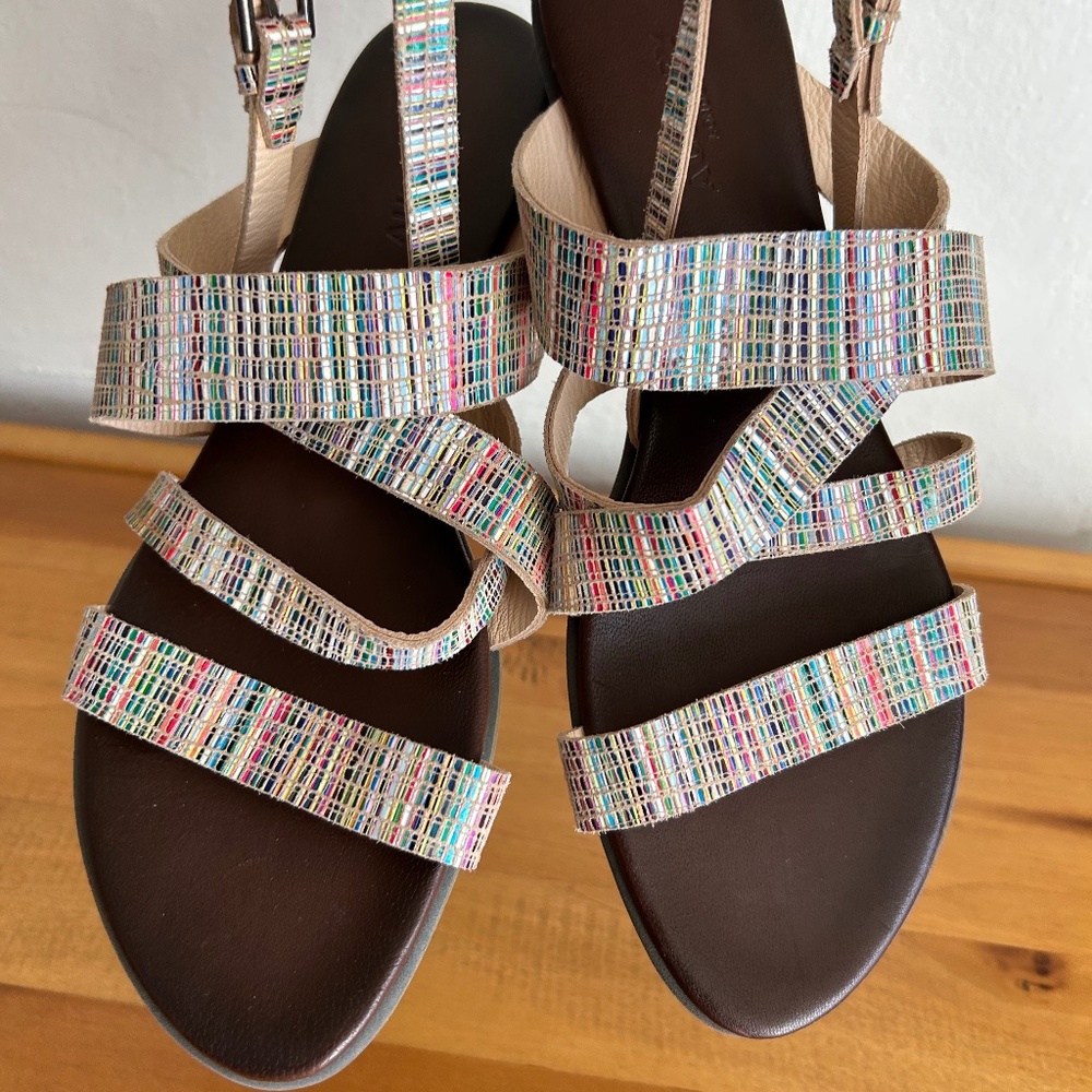 AUDLEY LEATHER STRAPPY SANDALS  US 9.5